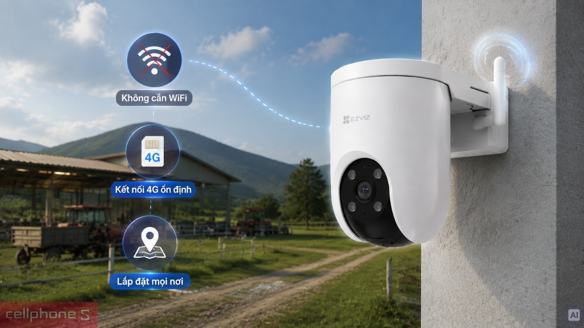 EZVIZ H8C 4G hỗ trợ lắp đặt tại khu vực không có hạ tầng WiFi