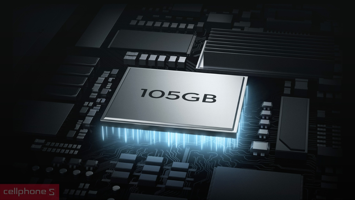 Bộ nhớ trong 105GB và microSD tối đa 1TB mở rộng không gian lưu trữ