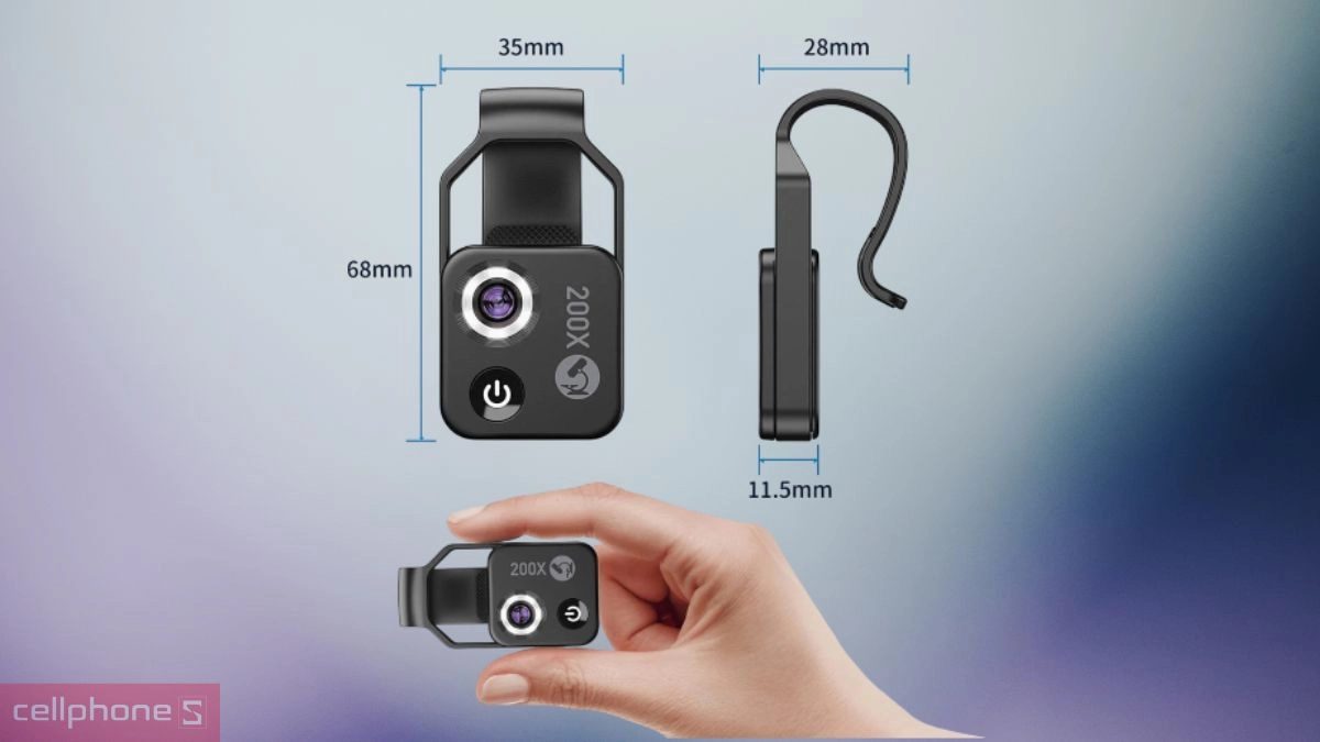 Thiết kế ống kính camera điện thoại Apexel MS002BK nhỏ gọn