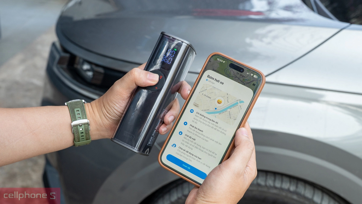 Bơm xe thông minh kèm định vị IDMIX tích hợp chip định vị