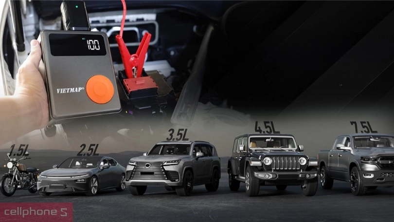 Tính năng bớm lốp điện tử thông minh Vietmap MF139 13.000 Mah