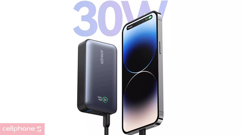 Dung lượng pin dự phòng Anker 533 2C1A 30W 10000mah A1256