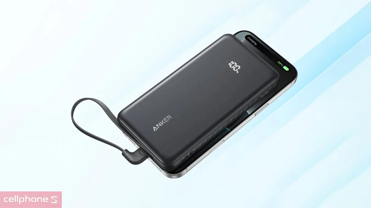 Tích hợp kèm cáp sạc USB-C bền bỉ cùng công nghệ sạc hiện đại của pin sạc dự phòng Anker 10000mAh 22.5W A110D