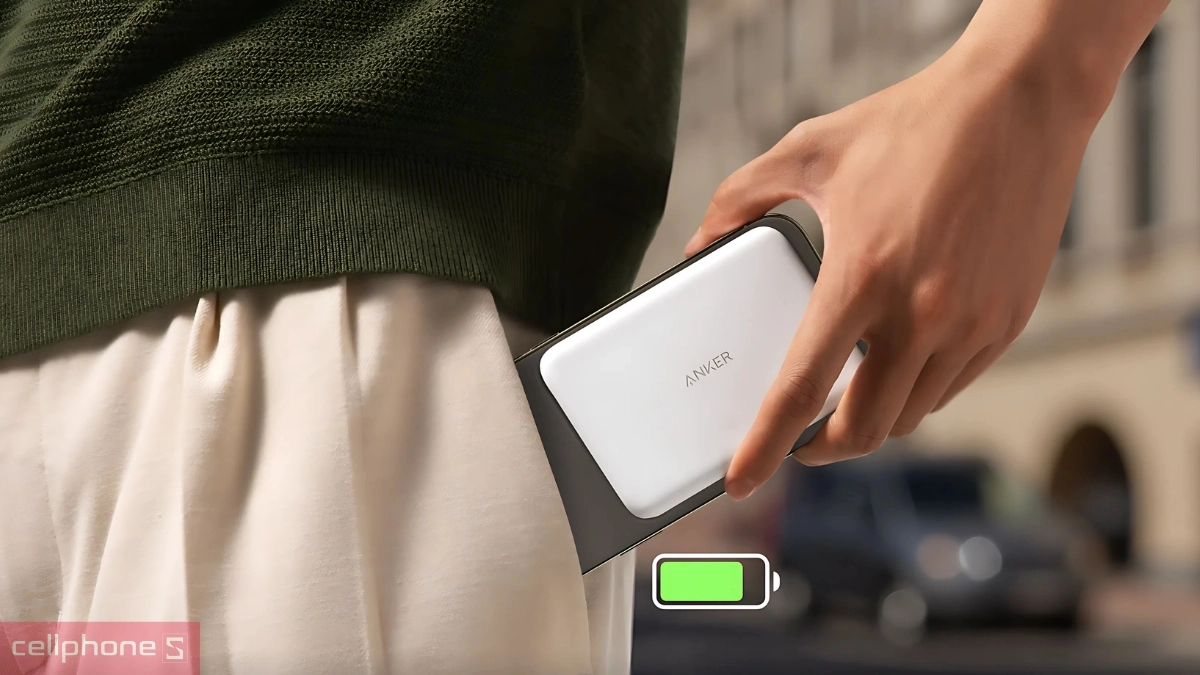 Thiết kế pin sạc dự phòng Anker Nano Maggo Ultra Slim Qi2 5000mAh A1665
