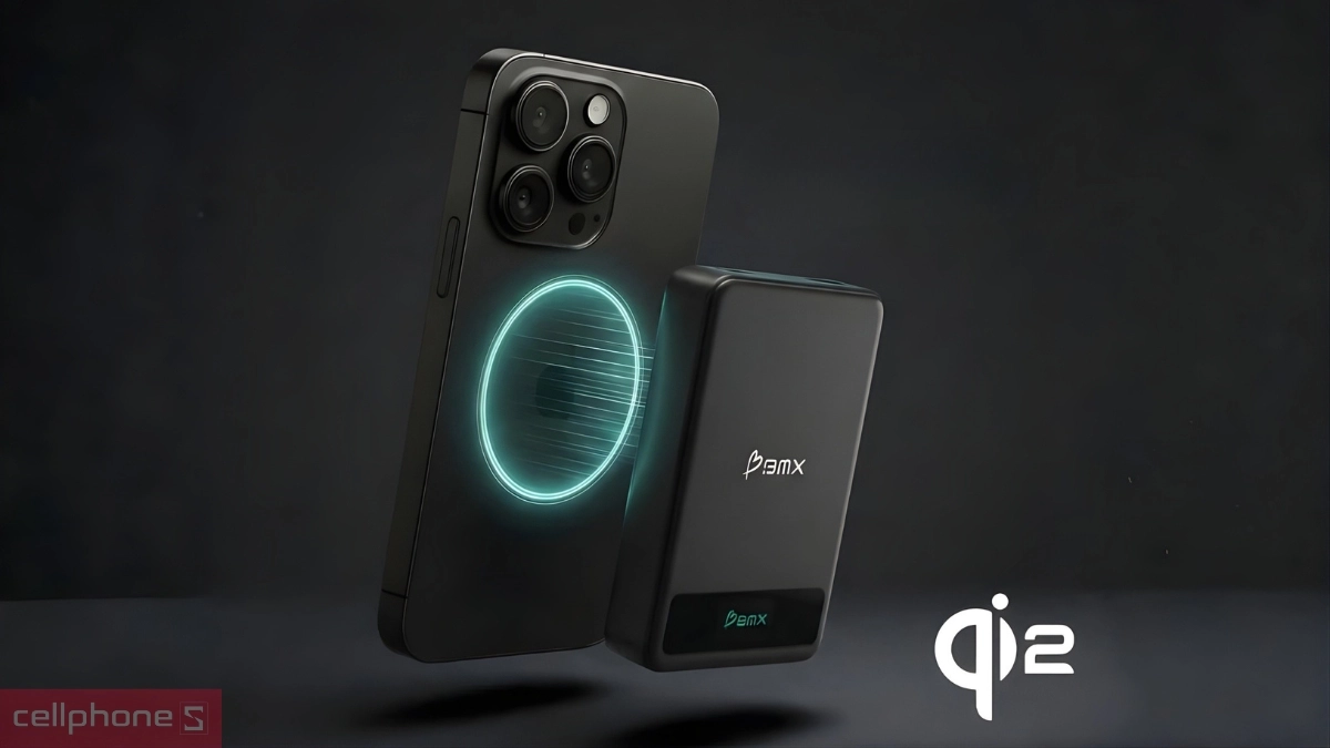 Pin sạc dự phòng BMX Solid State Magsafe 10000mAh Qi2 LED - Sạc không dây từ tính Qi2 15W