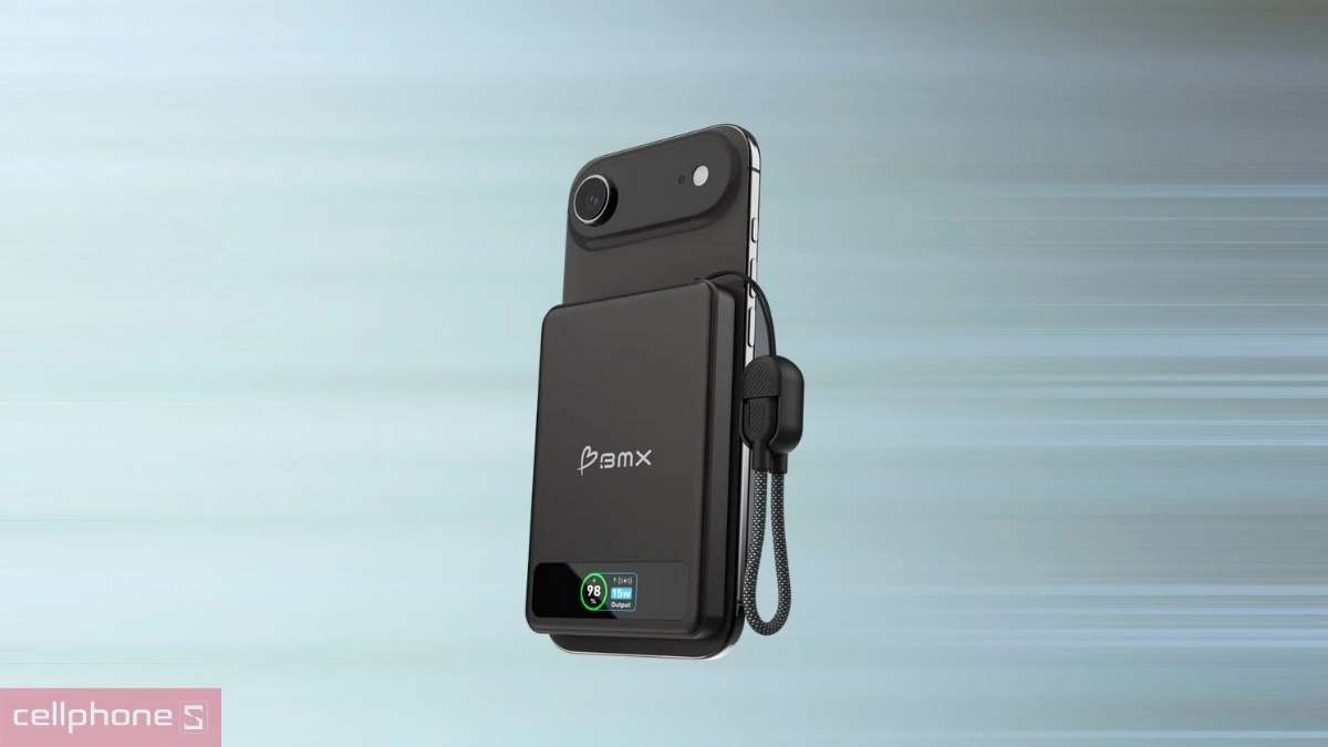 Pin sạc dự phòng BMX Solid State Magsafe 5000mAh Qi2 Led - Pin thể rắn tiên tiến, an toàn hàng không