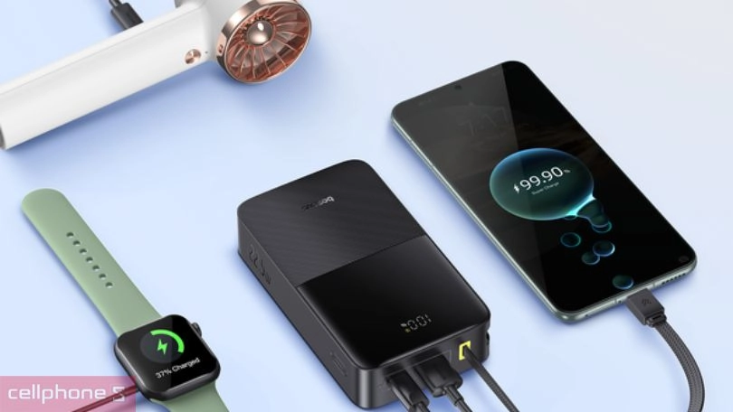 Dung lượng, số lượng cổng sạc của pin sạc dự phòng Baseus Enerfill Bipow2 Pro 20000mAh 22.5W kèm cáp