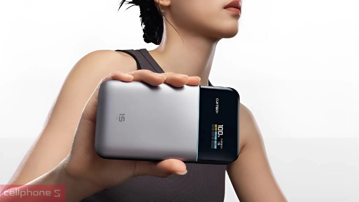 Pin dự phòng Cuktech 15 Air có màn hình Led 15000mAh 100W PB150S