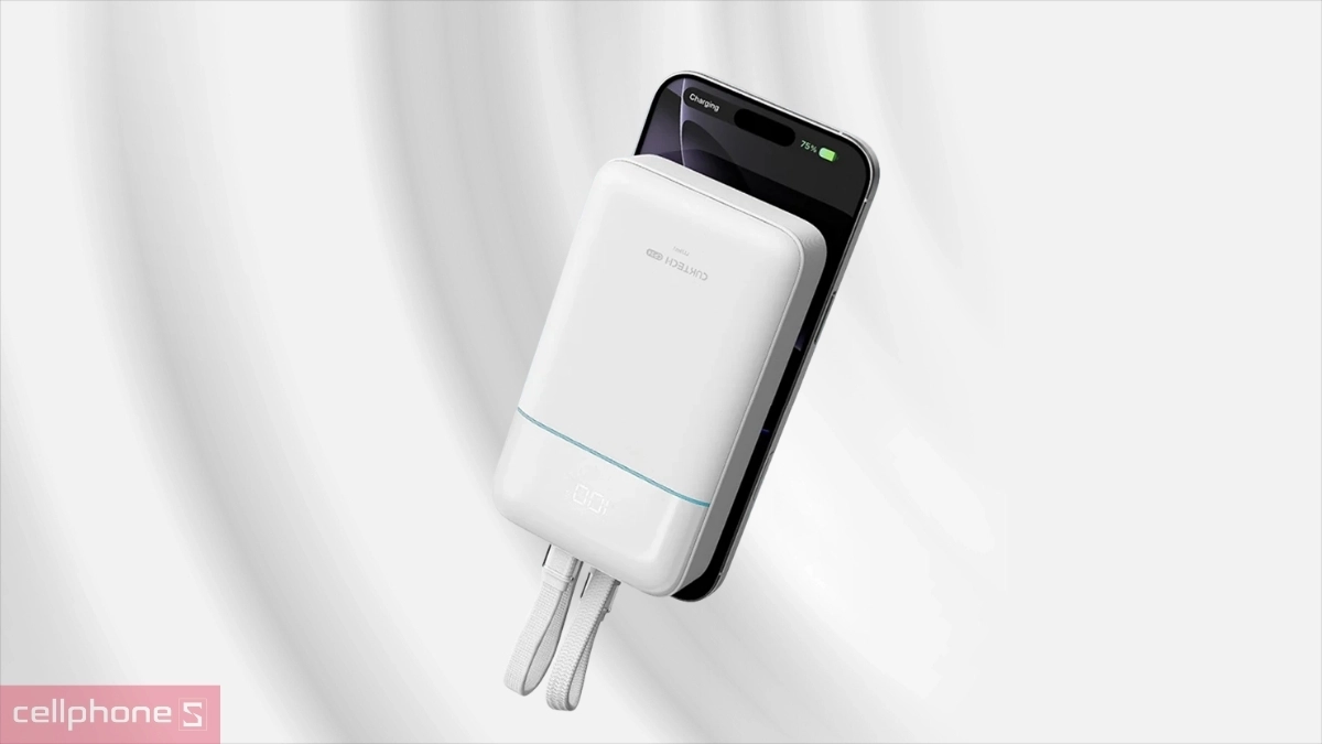 Dung lượng pin sạc dự phòng Cuktech CP24 1A1C 20000mAh 40W cáp C+L LPB200NL
