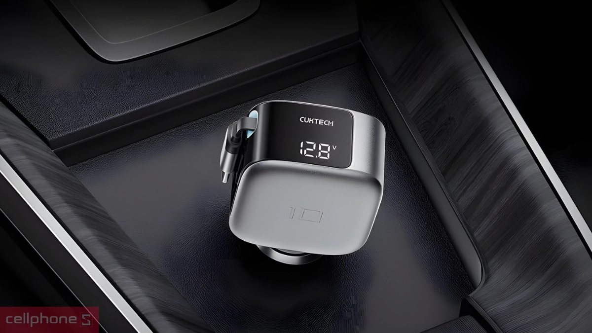 Thiết kế sạc ô tô Cuktech 10 2C1A 100W cáp USB C CC903P