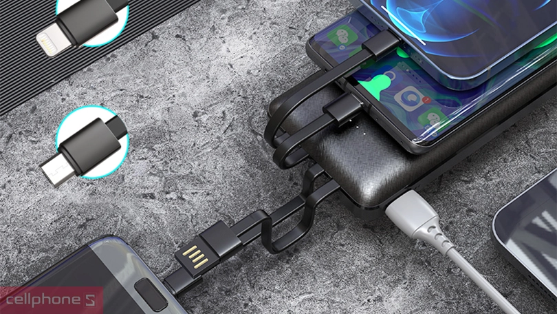 Đánh giá sạc dự phòng Golf 10.000mAh tích hợp dây L106