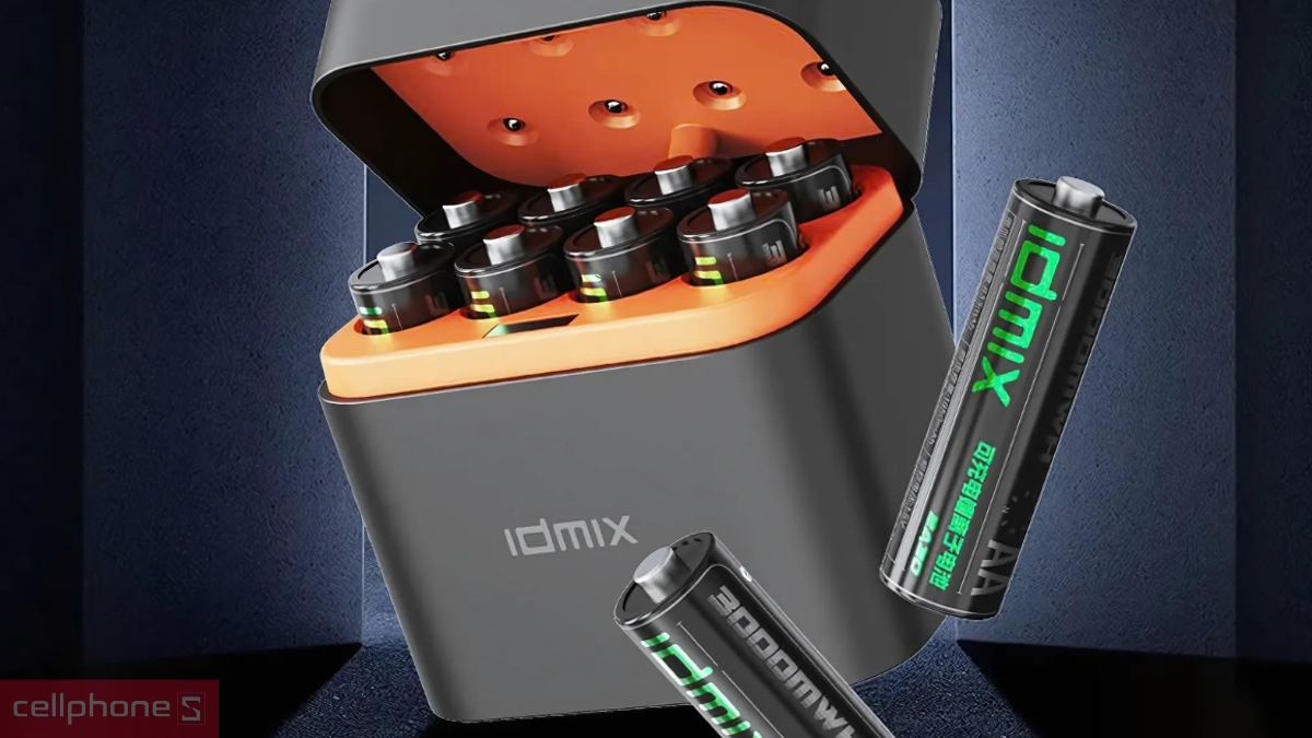 Nguồn năng lượng Bộ hộp sạc IDMIX 8 viên pin AA 3000mWh 2A08