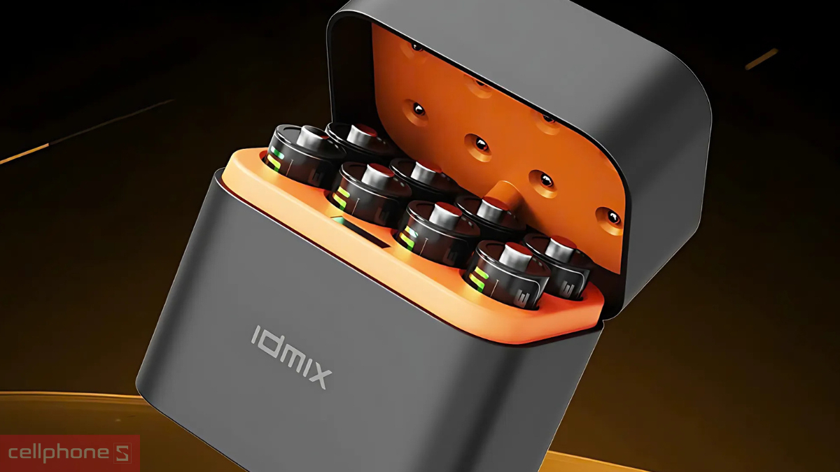 Thiết kế Bộ hộp sạc IDMIX 8 viên pin AA 3000mWh 2A08