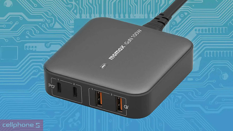 Củ sạc Momax 100W 4 cổng GAN Desktop có phích cắm EU - Lựa chọn sạc đa năng, an toàn