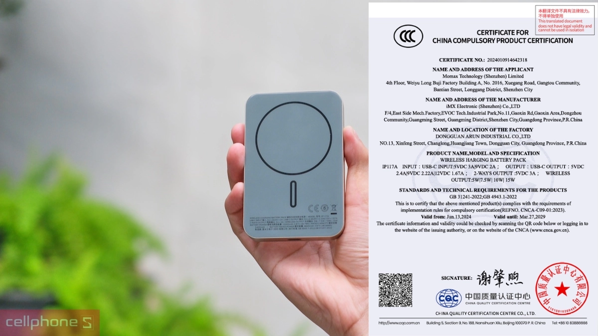 Pin dự phòng Momax Magsafe Q.Mag X1 10000mAh IP117