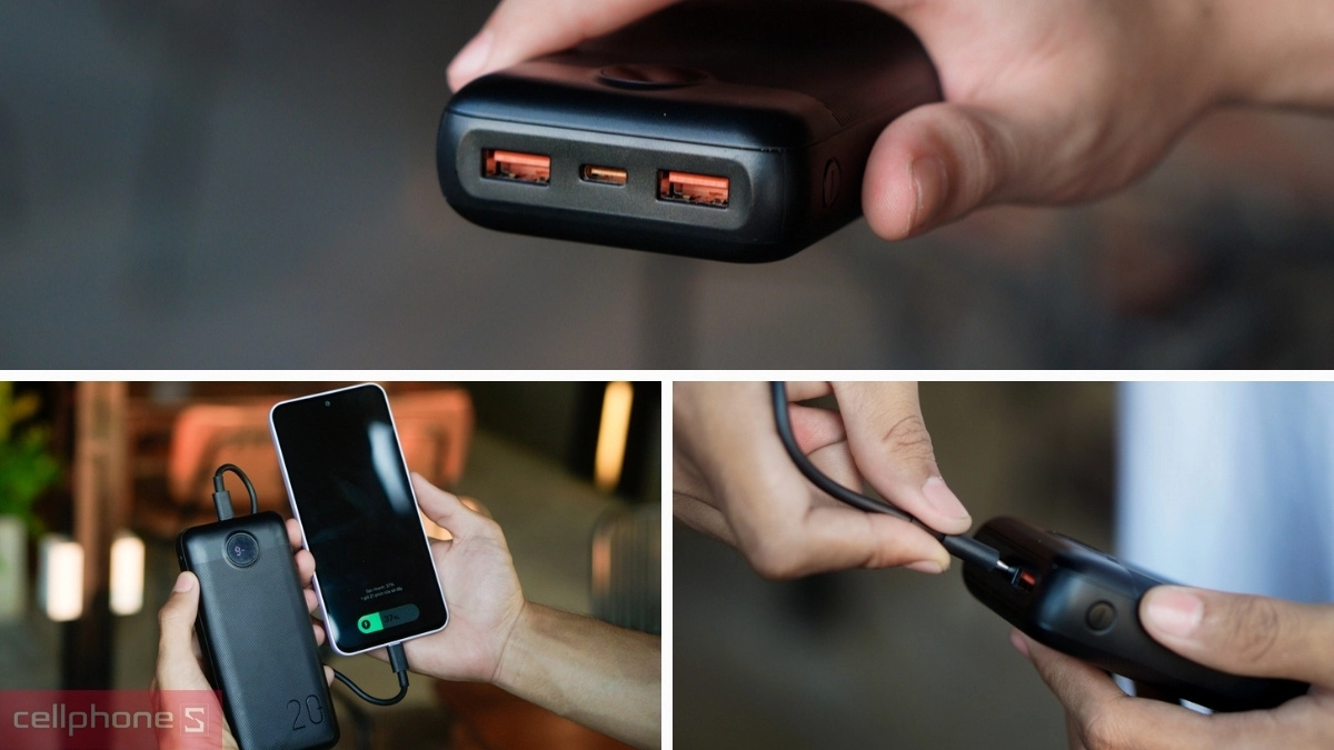 Hệ thống cổng sạc pin sạc dự phòng MoveSpeed 20000mAh 22.5W PB07 có màn hình