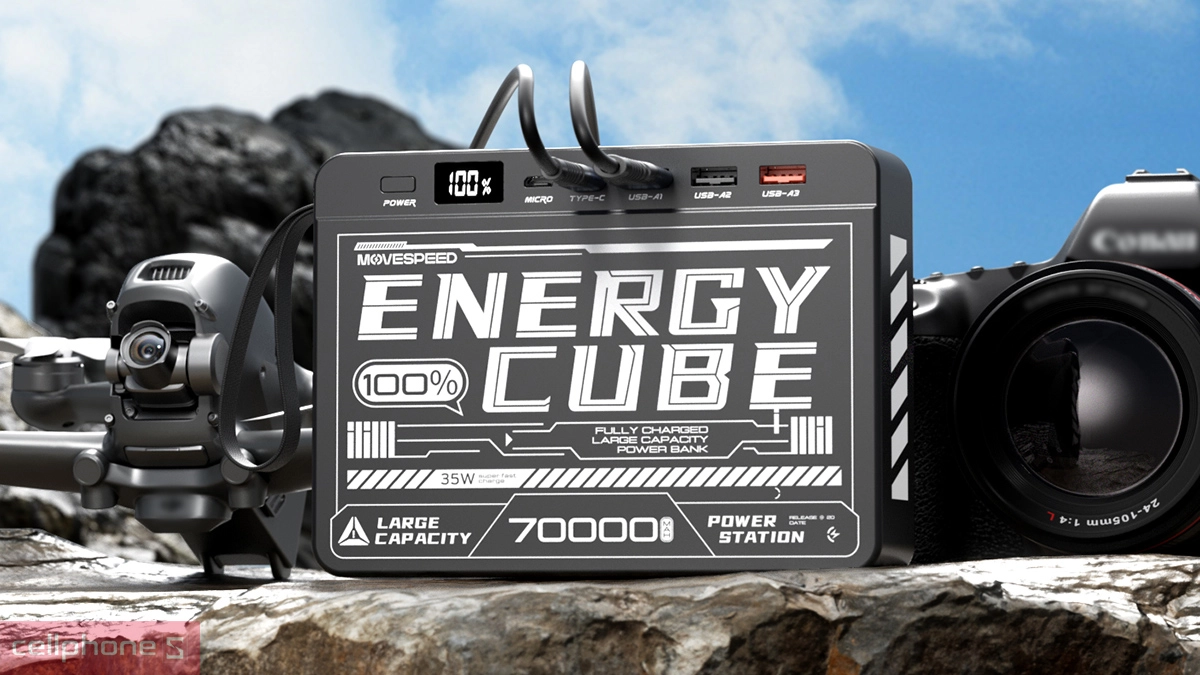 Cổng sạc pin sạc dự phòng Movespeed 70000mAh 35W nhiều cổng Z70E