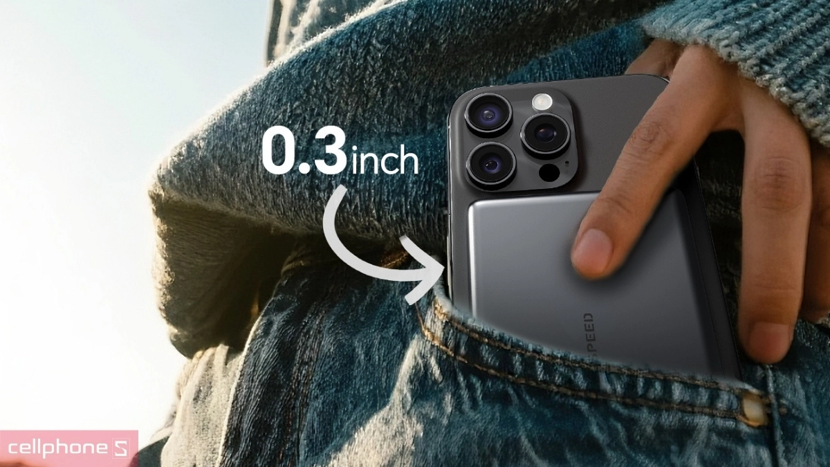 Độ mỏng pin sạc dự phòng MoveSpeed Magnetic Ultra Slim 5000mAh 20W S05
