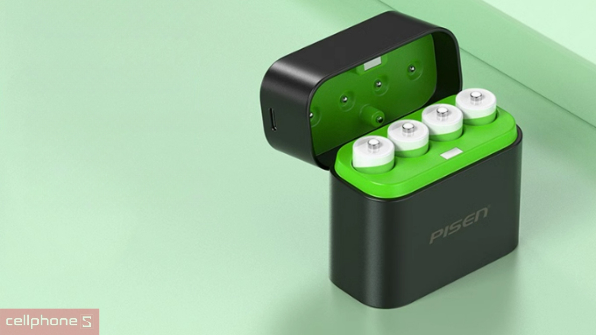 Dung lượng bộ hộp sạc Pisen 4 viên pin AA5 3600mWh Li-Ion 1.5V
