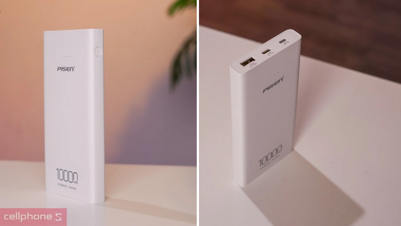 Dung lượng, cổng sạc vầ tốc độ sạc của pin sạc dự phòng Pisen Mr White Ultra D324 10000mAh