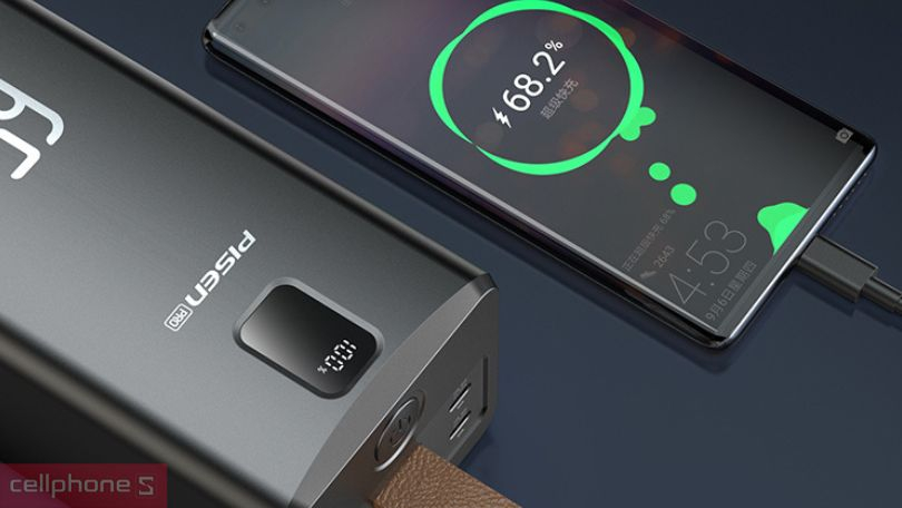 Dung lượng pin và khả năng hỗ trợ sạc đồng thời nhiều thiết bị của pin dự phòng Pisen Pro 65W 60.000mAh