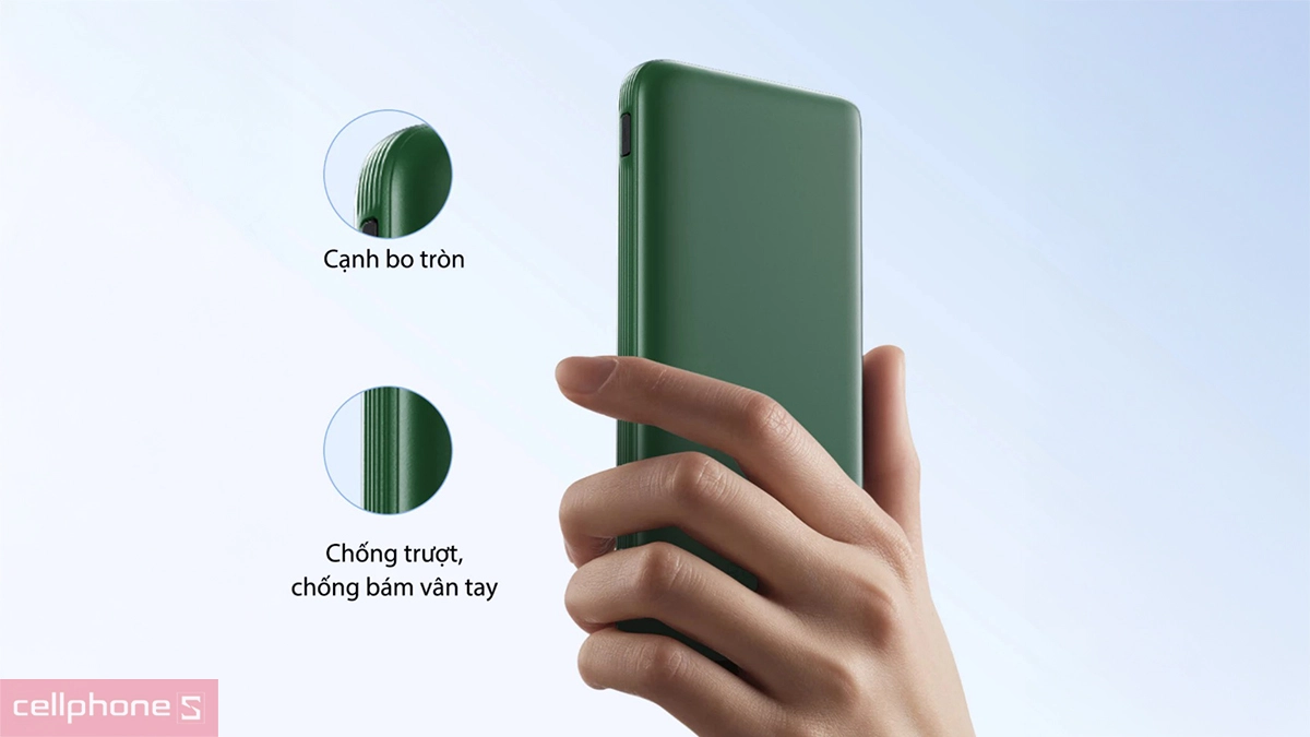 Thiết kế nhỏ gọn pin sạc dự phòng ROBOT 10000mAh 12W RT180