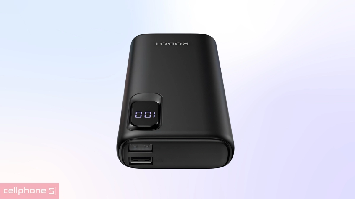 Dung lượng pin lớn của pin sạc dự phòng Robot 10000mAh 15W tích hợp cáp Type-C RT102