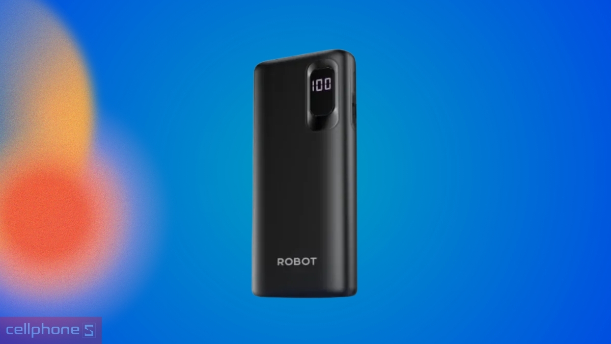 Thiết kế pin sạc dự phòng Robot 10000mAh 15W tích hợp cáp Type-C RT102