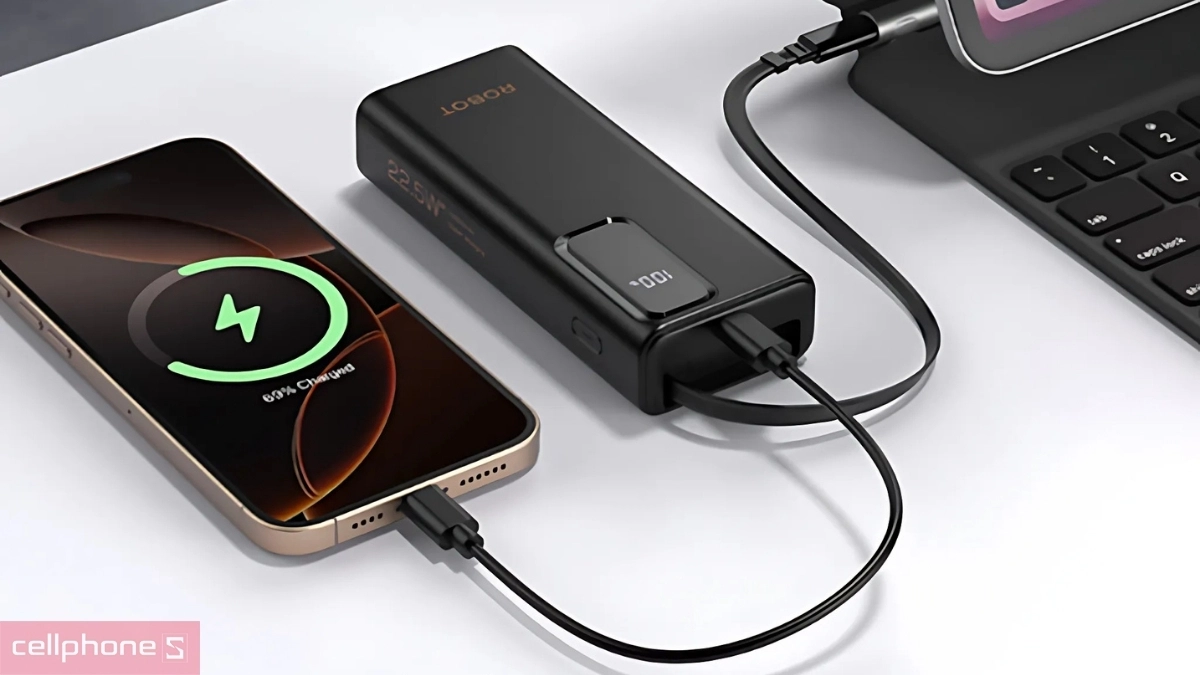 Tốc độ sạc, khả năng tương thích của pin sạc dự phòng Robot 1C 10000mAh 22.5W RT19