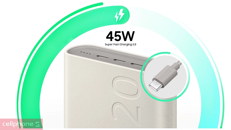 Pin sạc dự phòng Samsung EB-P4520X 20.000 mAh 45W - Dung lượng lớn, tốc độ sạc nhanh