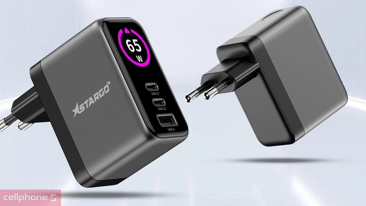Sạc nhanh mạnh mẽ với công suất tối đa 65 Watt