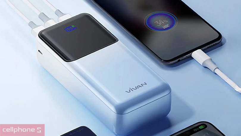 Thiết kế sạc dự phòng không dây Vivan VBP-D30 30.000mAh 22.5W