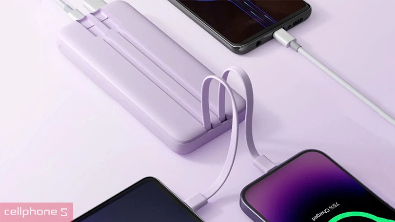 Dung lượng pin và số cổng sạc của pin sạc dự phòng Vivan VBP-E10 10.000mAh 22.5W