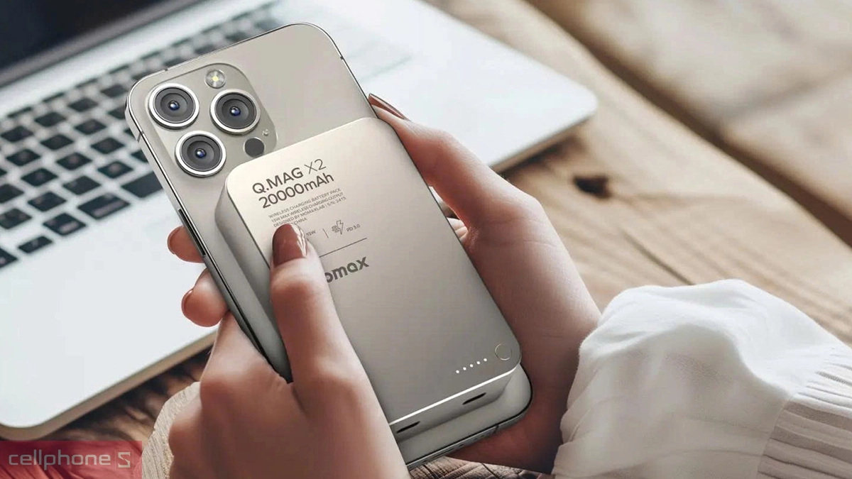 Pin dự phòng ko dây Momax Magsafe Q.Mag X2 20.000mAh