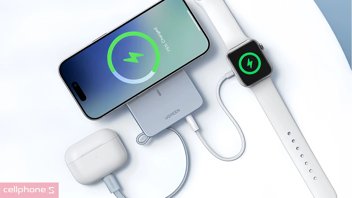 Số lượng cổng sạc, tốc độ sạc của pin sạc dự phòng MagSafe Ugreen MagFlow 10000mAh 25W 65958