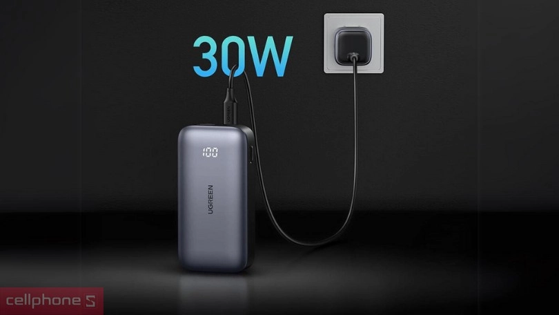 Pin sạc dự phòng Ugreen hai chiều 10000mAh 30W PB502 25185 - sạc 2 đầu linh hoạt
