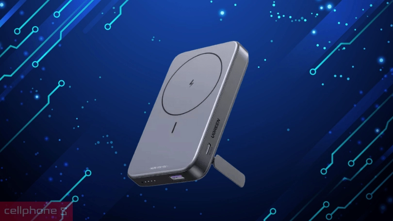 Pin sạc dự phòng Ugreen Magnetic PB206 10000mAh 20W - Hỗ trợ sạc nhanh qua cáp sạc lẫn không dây