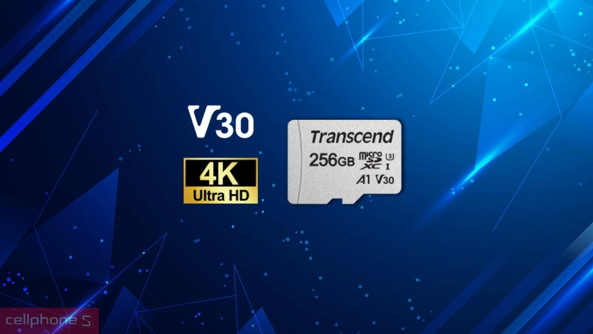 Dung lượng lưu trữ cỡ lớn của thẻ nhớ Micro SDXC Transcend UHS-I U1 A1 256GB kèm Adapter