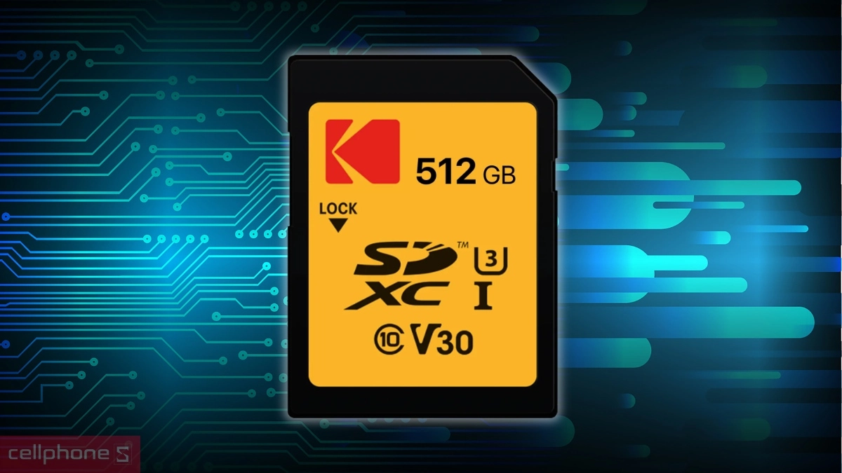 Tương thích chuẩn UHS-I thẻ nhớ SD Kodak 512GB UHS-I U3/V30/A1