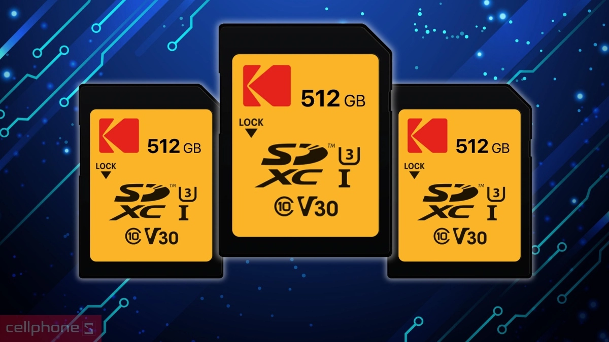 Dung lượng thẻ nhớ SD Kodak 512GB UHS-I U3/V30/A1