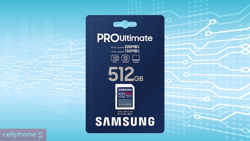 Thẻ nhớ SD Samsung Pro Ultimate Full Size SDXC 512GB - Không gian lưu trữ lớn