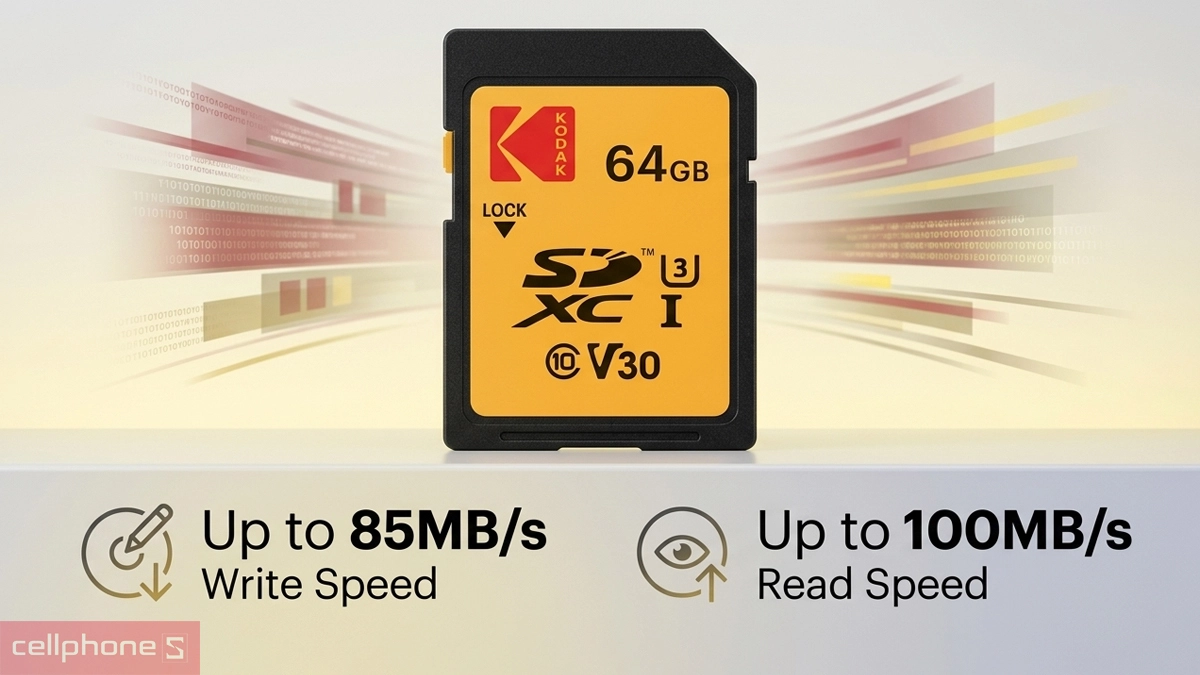 Khả năng tương thích thẻ nhớ SD Kodak 64GB UHS-I U3/V30/A1
