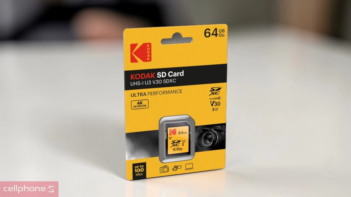 Tốc độ thẻ nhớ SD Kodak 64GB UHS-I U3/V30/A1
