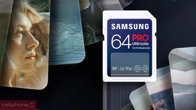 Thẻ nhớ SD Samsung Pro Ultimate full size SDXC 64GB bảo mật cao, bền bỉ