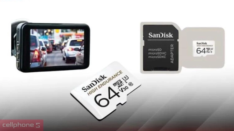Khả năng tương thích của thẻ nhớ MicroSD Sandisk Endurance chuyên camera 64GB