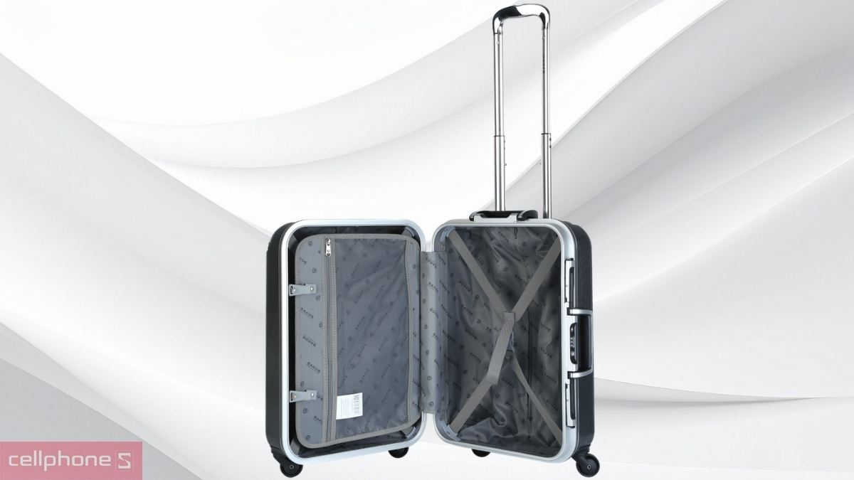 Cấu trúc bánh xe vali nhựa khung nhôm Sakos Sapphire A22