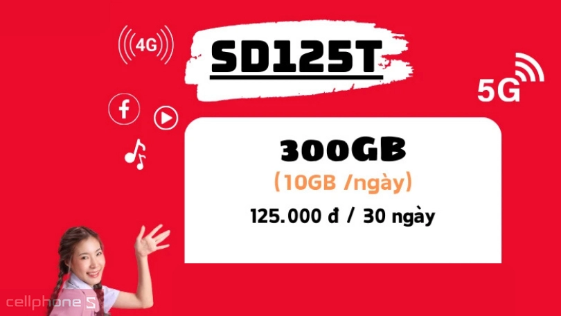 Sim 4G Viettel SD125T 10GB/ngày - Giải trí không giới hạn