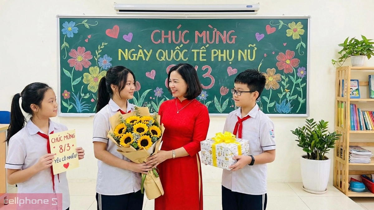 Kết hợp quà 8/3 tặng cô giáo với lời chúc chân thành