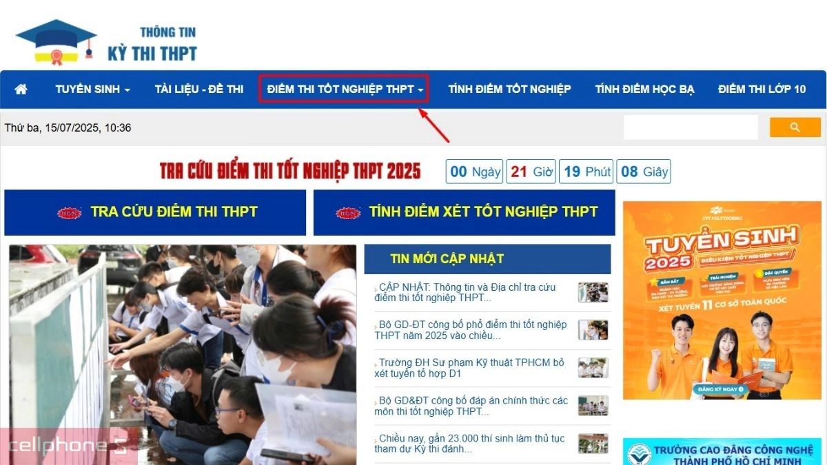 Mấy giờ mở cổng tra cứu điểm thi THPT?