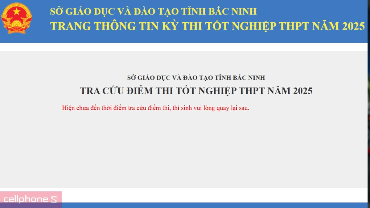Tra điêm thi tại Website Sở GD&ĐT các tỉnh thành